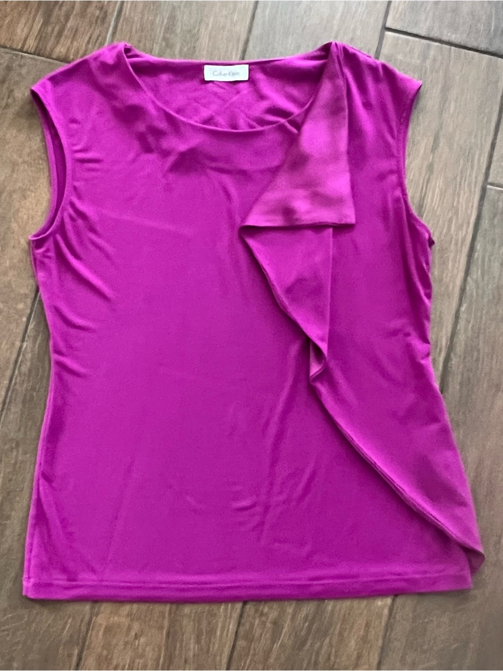Calvin Klein Sleeveless Fuchsia Top with Ruffle size Medium